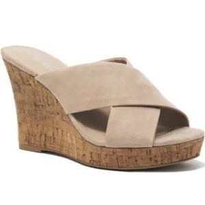 Charles by Charles‎ Davis Latrice Nude Cork Wedge Sandals Neutral 7.5M Platform